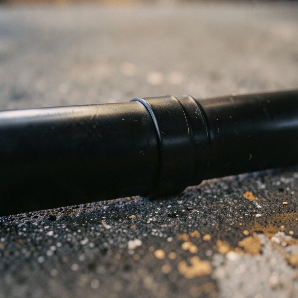 Reference photograph: ABS Pipe (Acrylonitrile Butadiene Styrene) (Black rigid plastic pipe for drain, waste, and vent service; one-step cement; co).