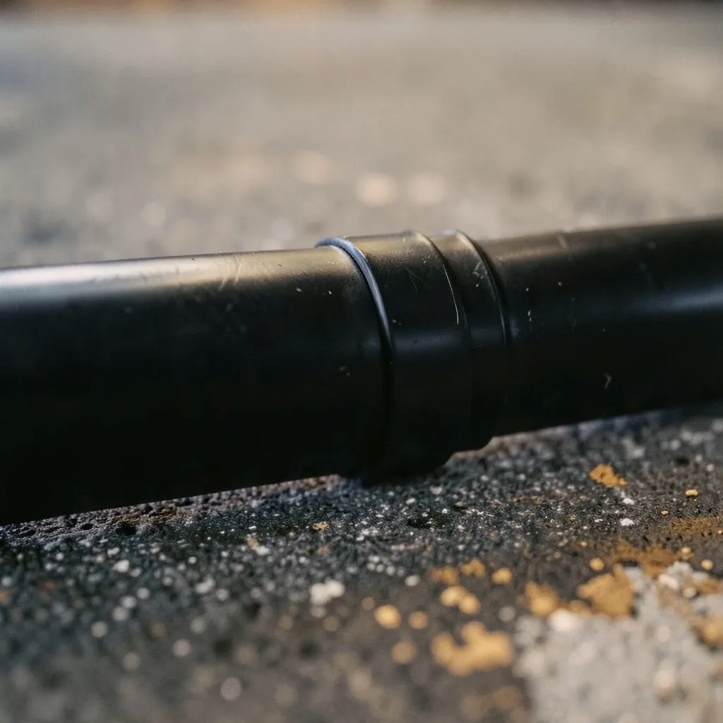 Reference photograph: ABS Pipe (Acrylonitrile Butadiene Styrene) (Black rigid plastic pipe for drain, waste, and vent service; one-step cement; co).