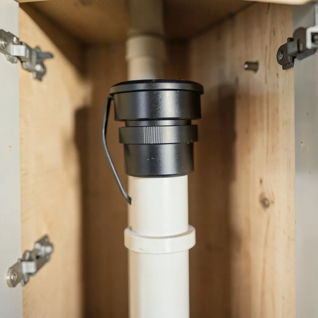 Reference photograph: Air Admittance Valve (One-way mechanical vent that lets air into a drain line to prevent trap siphonin).