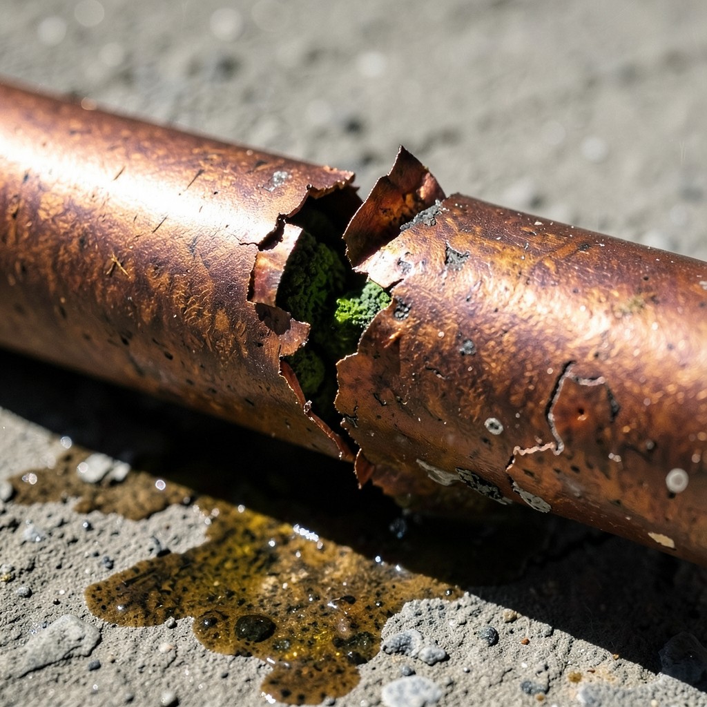 Reference photograph: Burst Pipe (A pipe that has ruptured due to pressure — most commonly from freezing, corrosio).