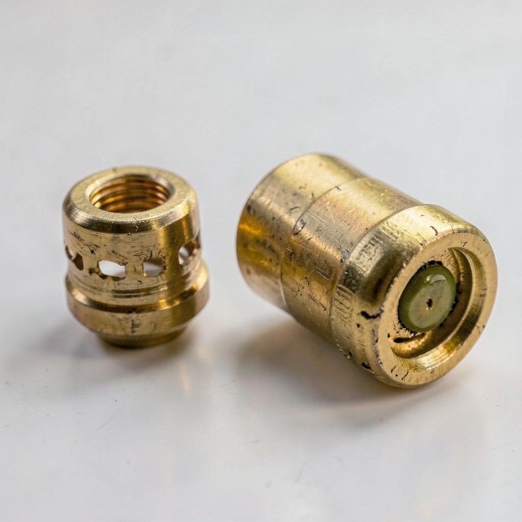 Reference photograph: Compression Fitting (A plumbing connector that joins pipes without soldering — a compression nut and ).