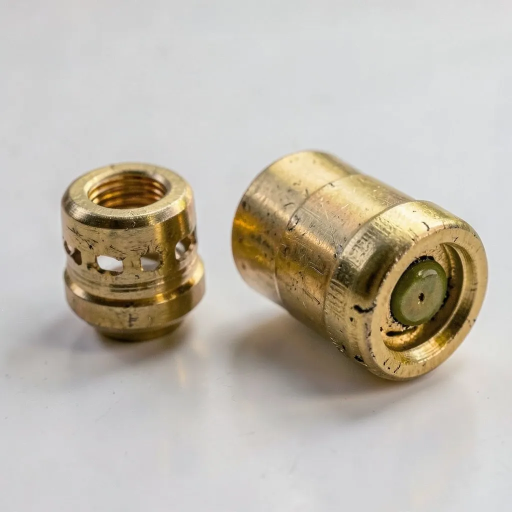 Reference photograph: Compression Fitting (A plumbing connector that joins pipes without soldering — a compression nut and ).