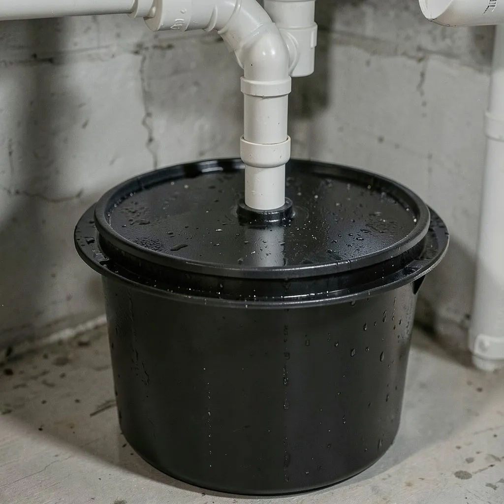 Reference photograph: Ejector Pump (A sewage pump that grinds and pumps waste from a below-grade bathroom (basement ).
