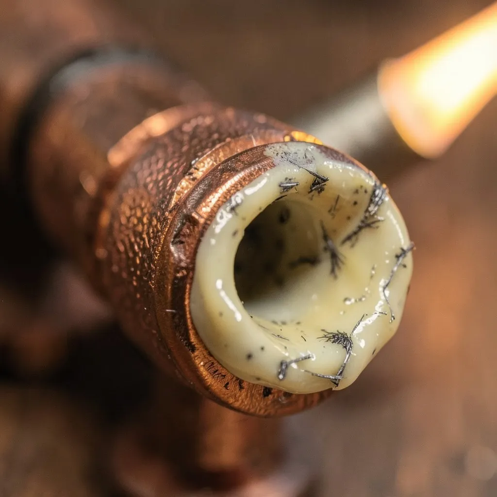 Reference photograph: Flux (A paste applied to copper pipe and fittings before soldering to clean the metal ).