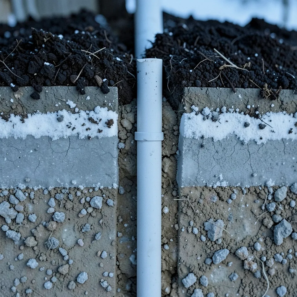 Reference photograph: Frost Line (The maximum depth at which the ground freezes in a given climate. Water service ).