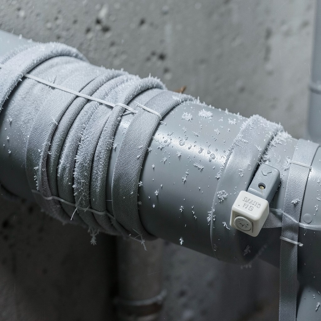 Reference photograph: Heat Tape (Electrically heated cable wrapped around vulnerable pipes to prevent freezing in).