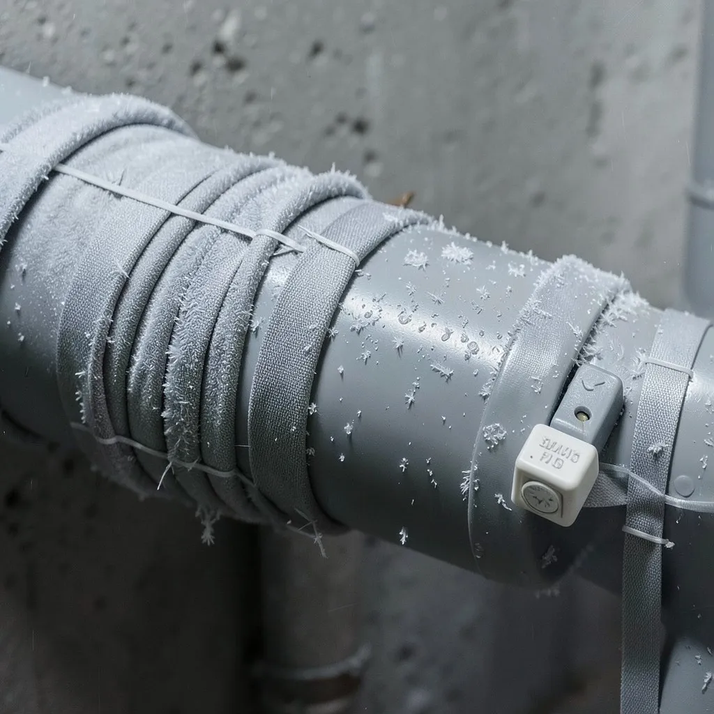 Reference photograph: Heat Tape (Electrically heated cable wrapped around vulnerable pipes to prevent freezing in).