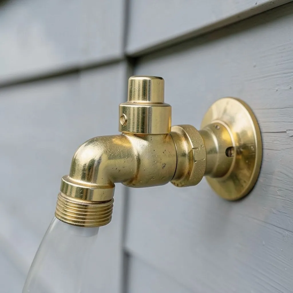 Reference photograph: Hose Bib (Outdoor faucet on a buildings exterior wall used for garden hoses; freeze-prone ).