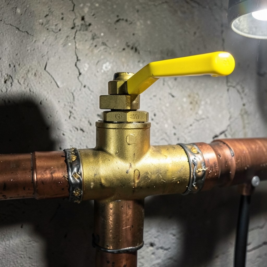 Reference photograph: Main Shutoff Valve (The valve that controls all water flow into a building. Closing it immediately s).