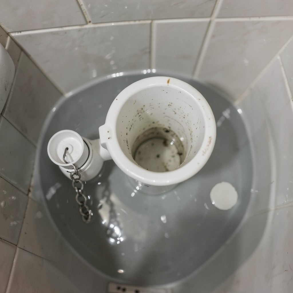 Reference photograph: Overflow Tube (The vertical tube in the center of the toilet tank that prevents overflow by rou).