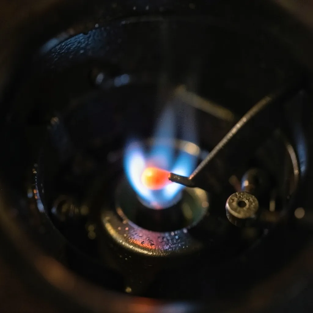 Reference photograph: Pilot Light (A small, continuously burning gas flame inside a water heater or furnace that ig).