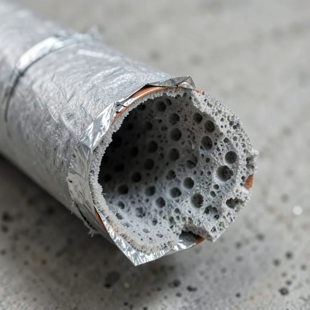 Reference photograph: Pipe Insulation (Foam, fiberglass, or rubber sleeve wrapped around pipes to prevent freezing in c).
