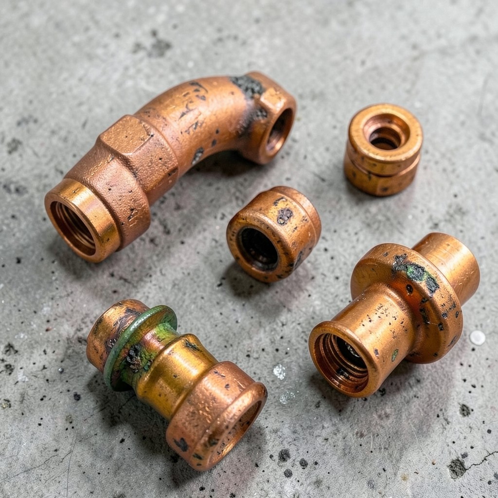 Reference photograph: Plumbing Fittings (Connectors used to join, redirect, or terminate pipes in a plumbing system. Type).