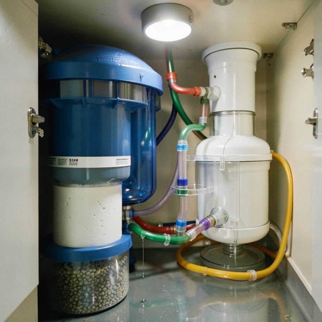 Reference photograph: Reverse Osmosis (A water purification process that forces water through a semi-permeable membrane).