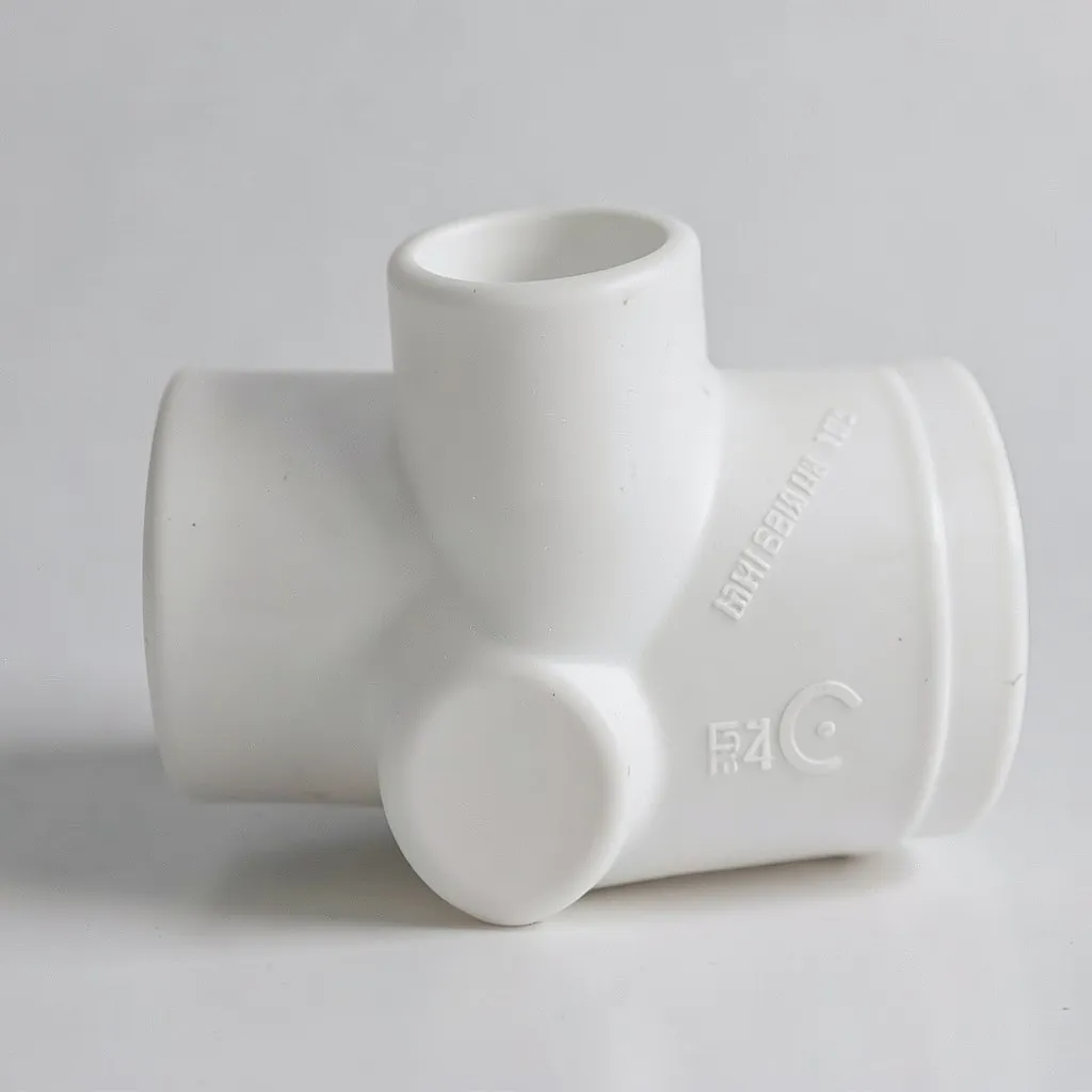 Reference photograph: Sanitary Tee (A drain-waste-vent fitting shaped like a letter T with a curved sweep on the bra).