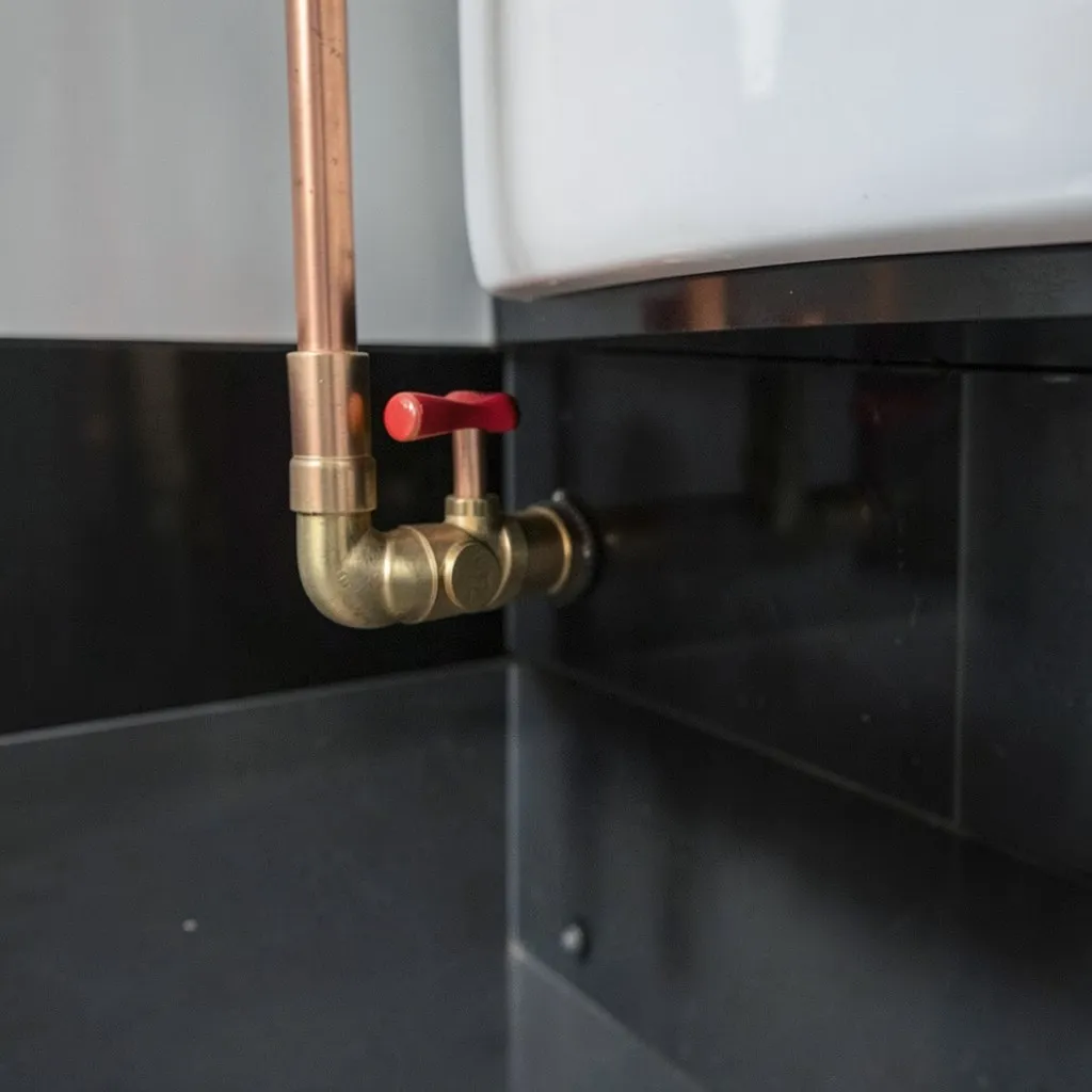 Reference photograph: Shutoff Valve (Manual valve that isolates water flow to a fixture, branch, or the entire buildi).