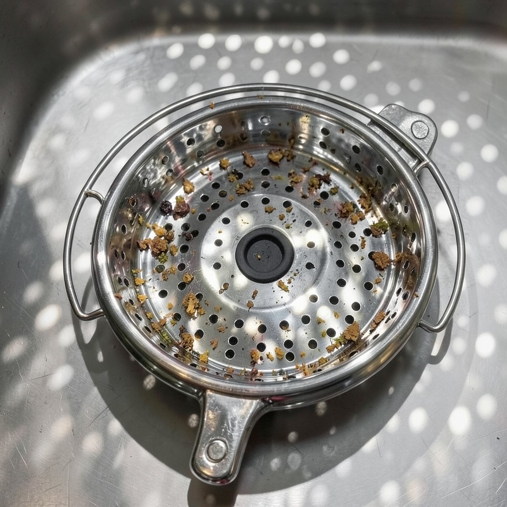 Reference photograph: Sink Strainer (The drain fitting at the bottom of a kitchen sink that catches food particles an).