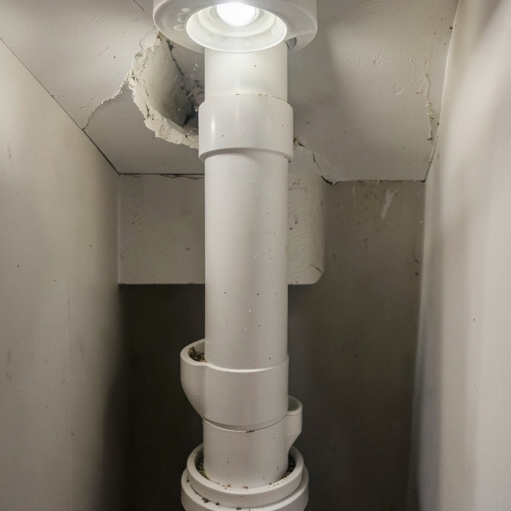 Reference photograph: Standpipe (A vertical pipe that provides an indirect drain connection for washing machines ).