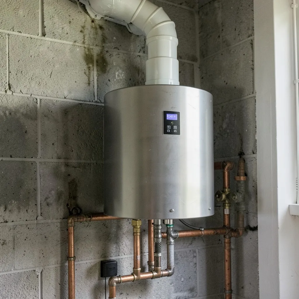 Reference photograph: Tankless Water Heater (An on-demand water heater that heats water directly as it flows through the unit).