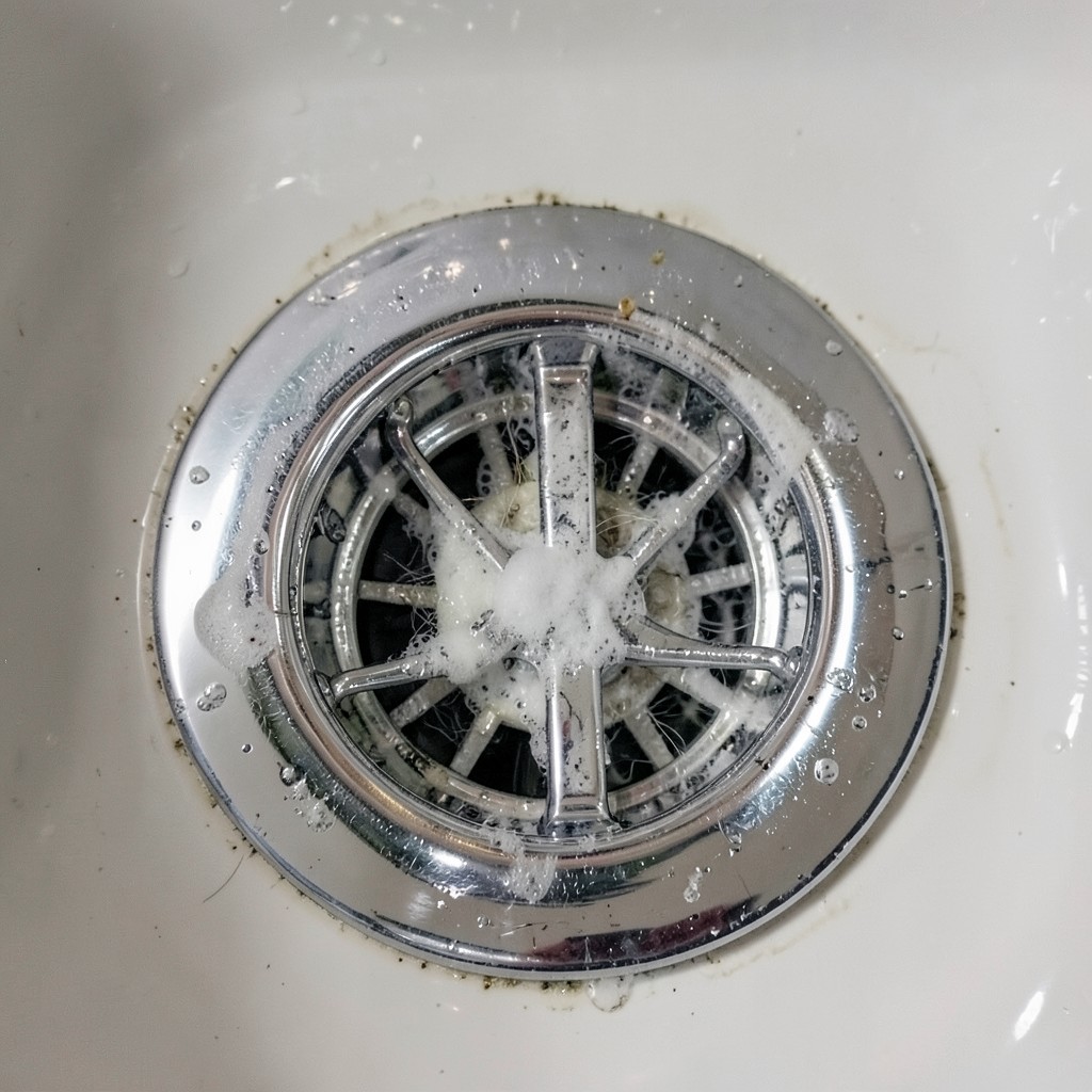 Reference photograph: Tub Drain (The drain fitting at the bottom of a bathtub that connects to the P-trap and dra).