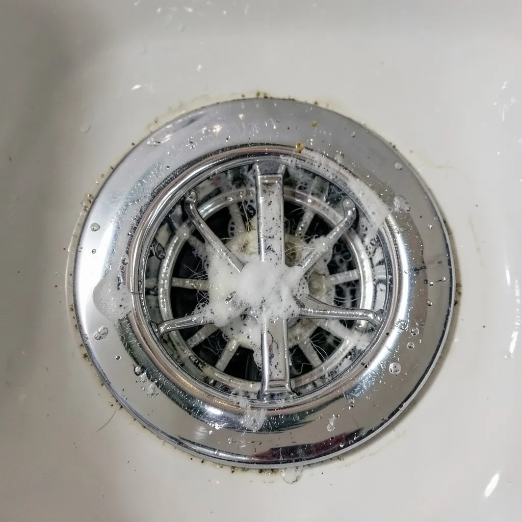 Reference photograph: Tub Drain (The drain fitting at the bottom of a bathtub that connects to the P-trap and dra).