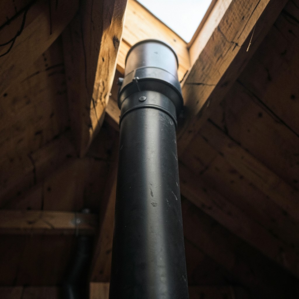Reference photograph: Vent Stack (Vertical pipe extending through the roof that admits atmospheric air to the drai).