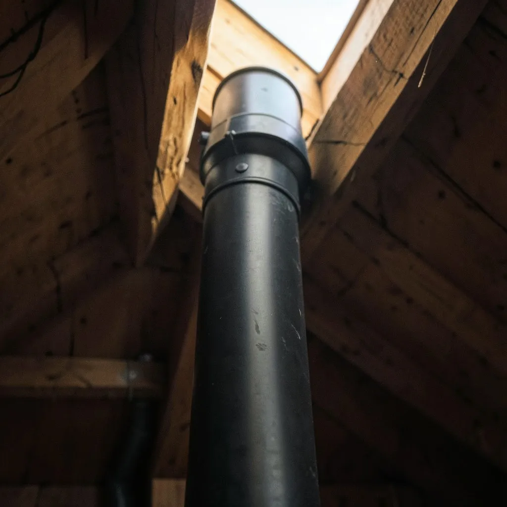 Reference photograph: Vent Stack (Vertical pipe extending through the roof that admits atmospheric air to the drai).