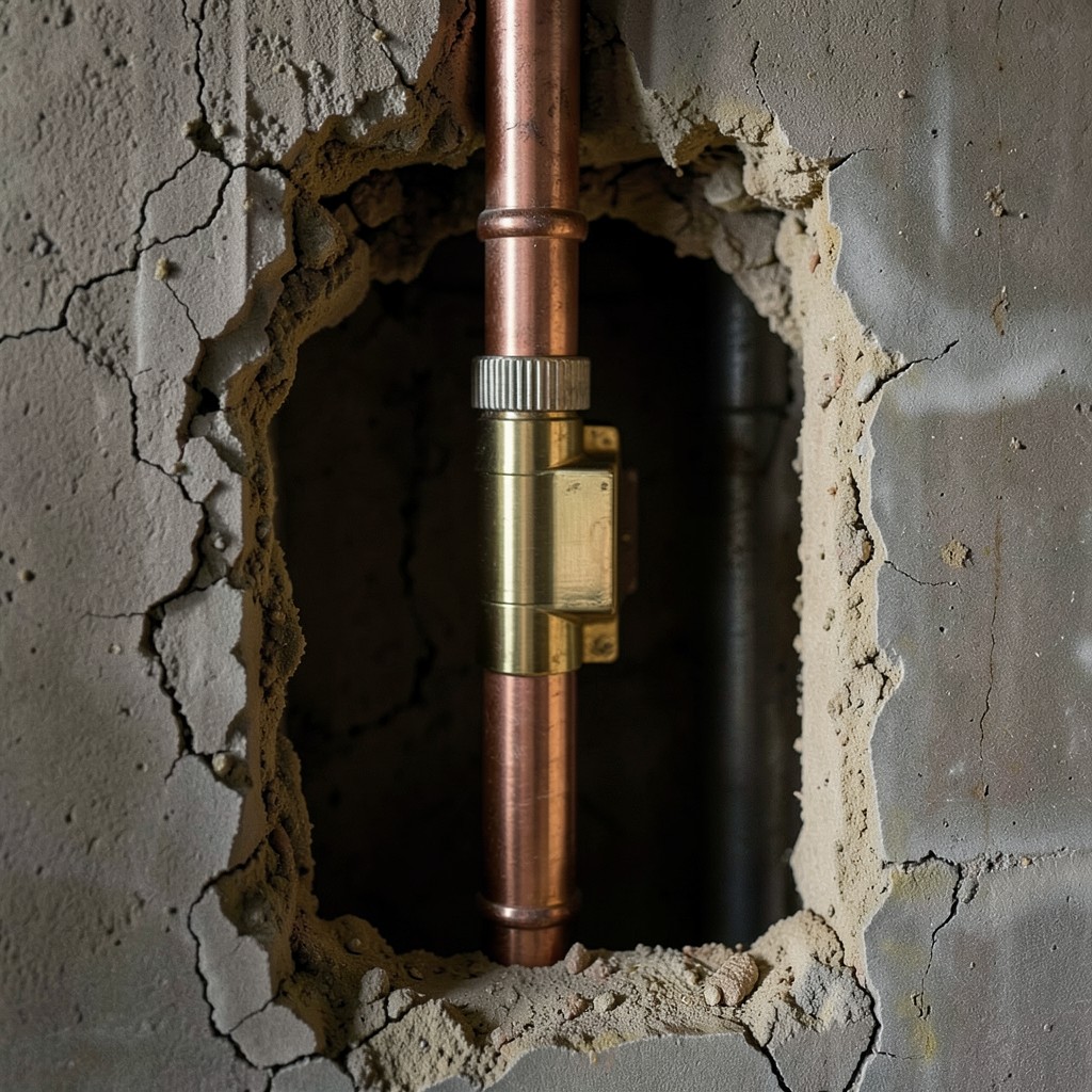 Reference photograph: Water Hammer (Loud banging or thudding noise in pipes when a valve closes suddenly, caused by ).