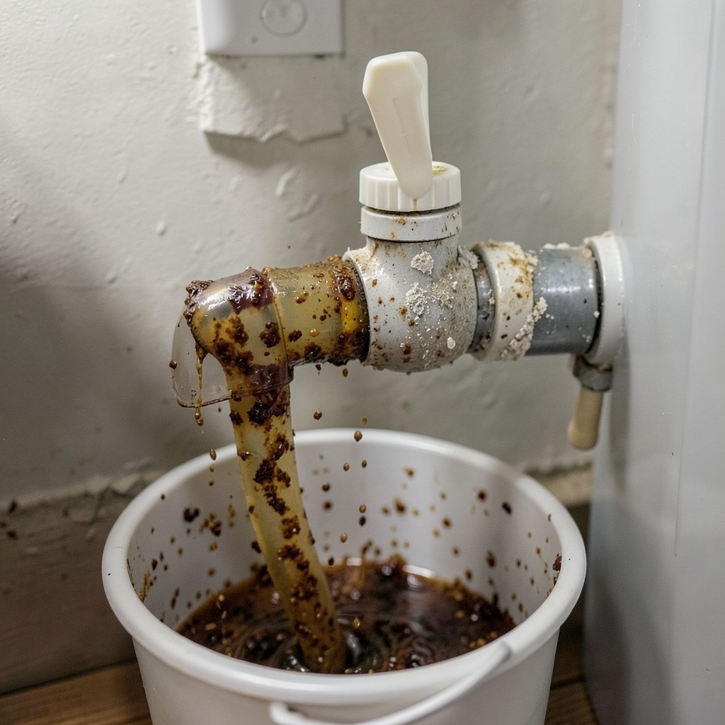 Reference photograph: Water Heater Flush (The process of draining sediment from the bottom of a tank water heater to resto).
