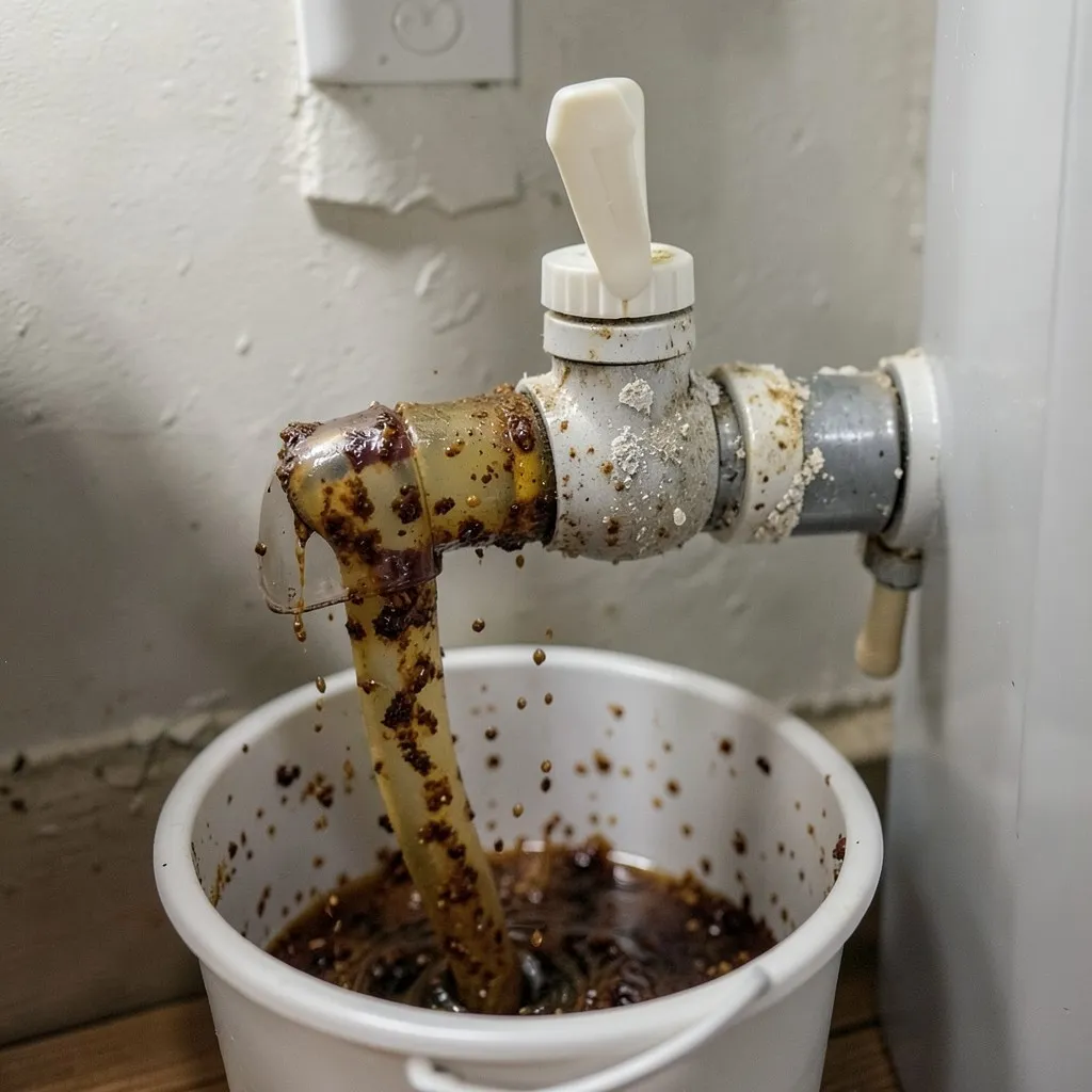 Reference photograph: Water Heater Flush (The process of draining sediment from the bottom of a tank water heater to resto).