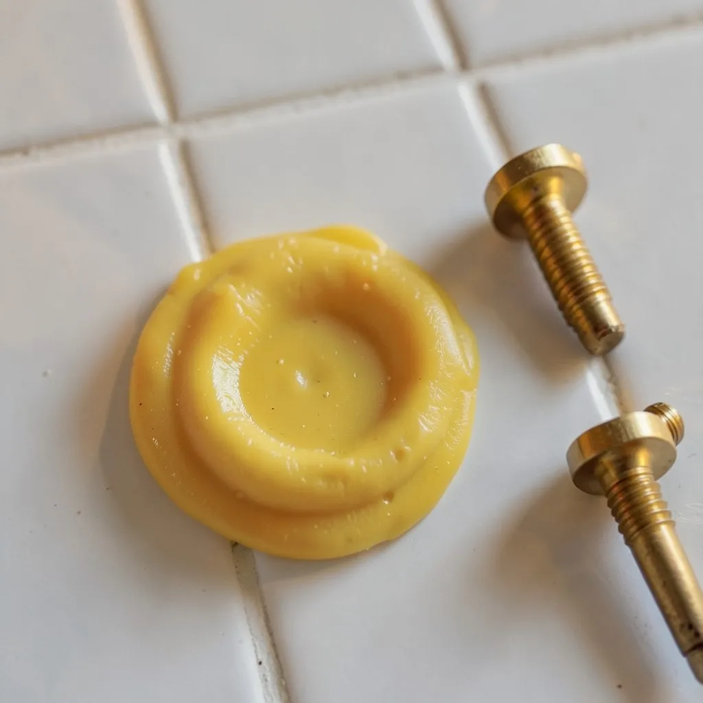 Reference photograph: Wax Ring (Soft wax gasket that seals the toilet base to the floor flange, blocking sewage ).