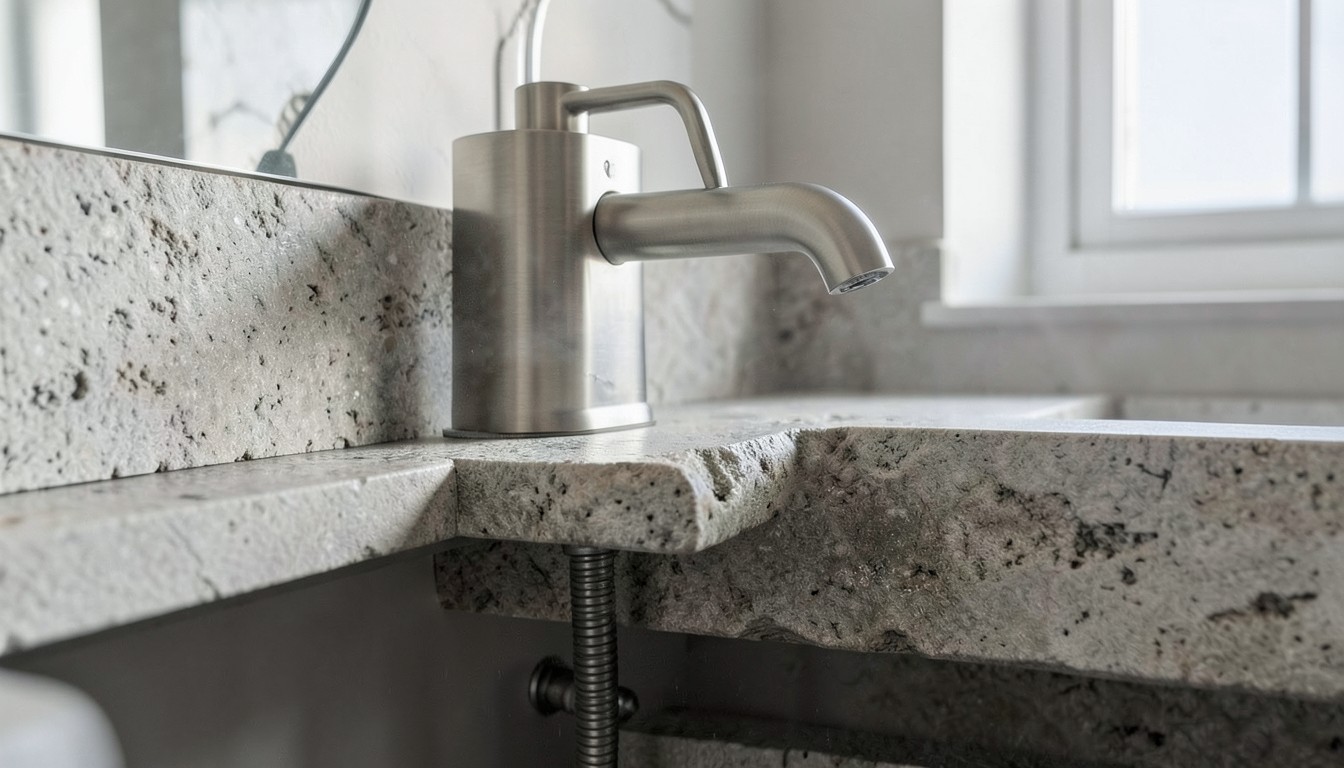 Photograph depicting faucet & fixture installation.