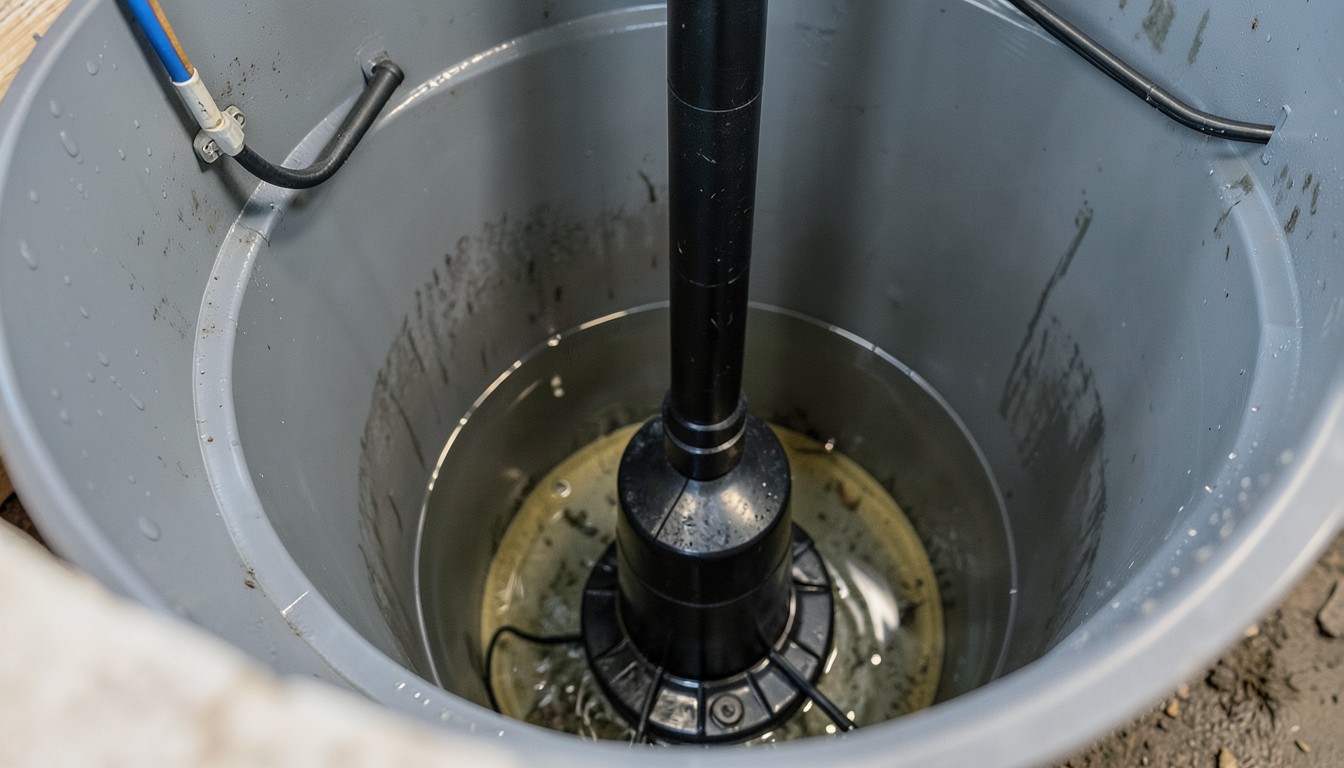 Photograph depicting sump pump repair.