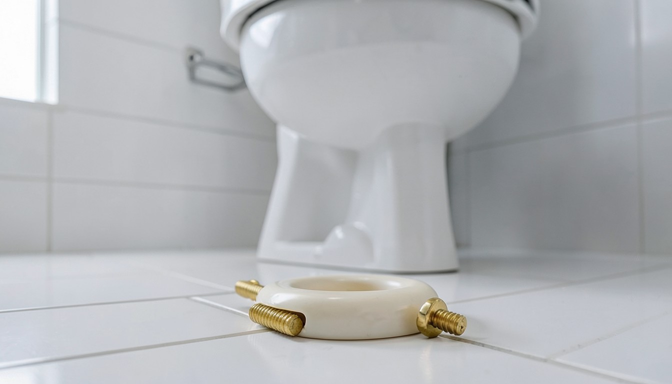 Photograph depicting toilet repair.